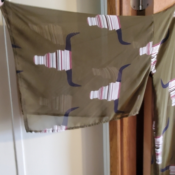 Fantastic Fawn Kimono Open Cardigan Olive Green Long Horn Print. Western Med - Picture 6 of 8